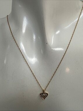 14k real solid Gold Diamond Heart Pendant Necklace​